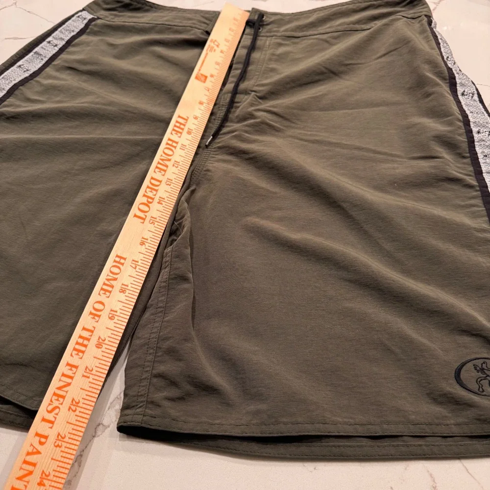 Cocoa Beach Surf Company‎ Mens Board Shorts Olive Green Side Tape Logo Size 40